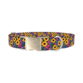 Floral Sunflower Dog Collar - metal silver