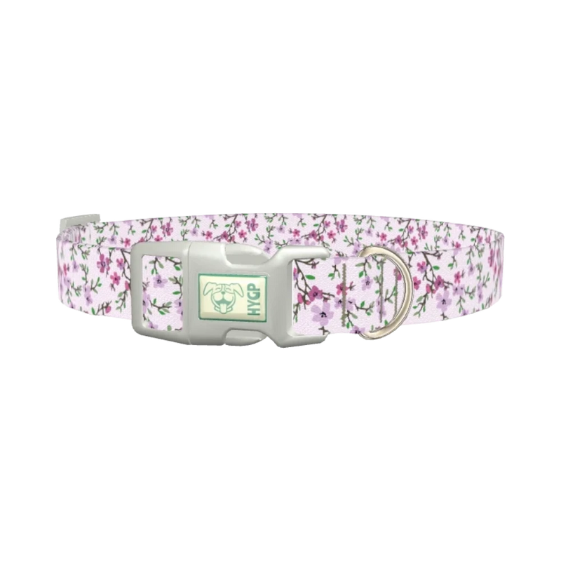 Cherry Blossom Dog Collar - plastic silver