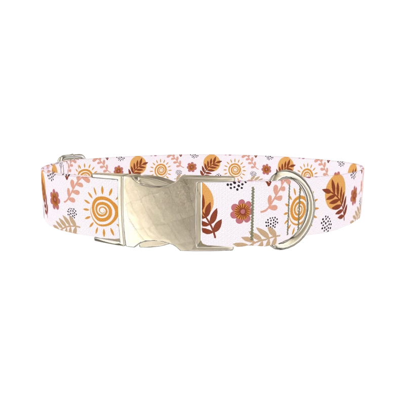 Boho Sun Moon Dog Collar - metal silver