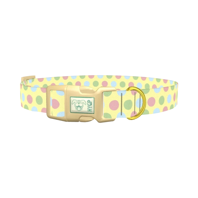 Pastel Polka Dot Pattern Dog Collar - plastic gold