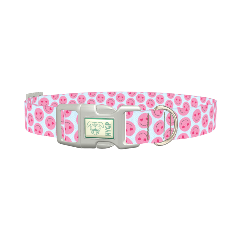 Heart Smile Emoji Dog Collar - plastic silver