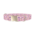 Watercolor Floral Dog Collar - metal silver