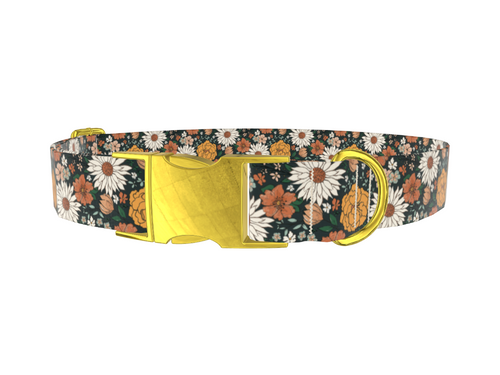 Dark Multicolor Floral Dog Collar