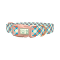 Orange Blue Checkered Dog Collar - plastic rose gold