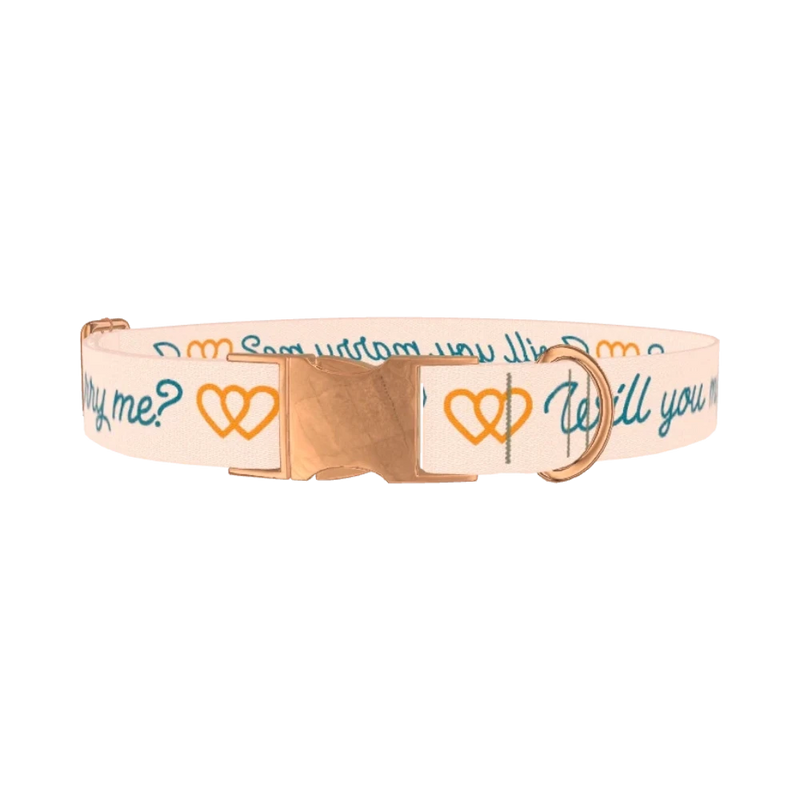 Phrase Heart Dog Collar - metal rose gold