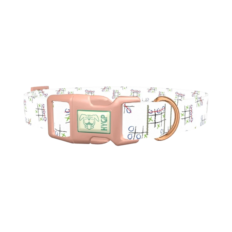 Tic Tac Toe Pattern Dog Collar - plastic rose gold