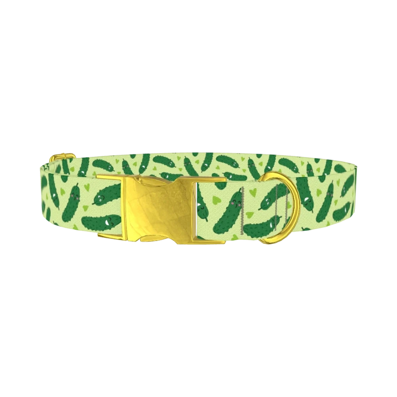 Kawaii Pickles Dog Collar - metal gold