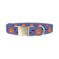 Pumpkin Cross Stitch Dog Collar - metal silver
