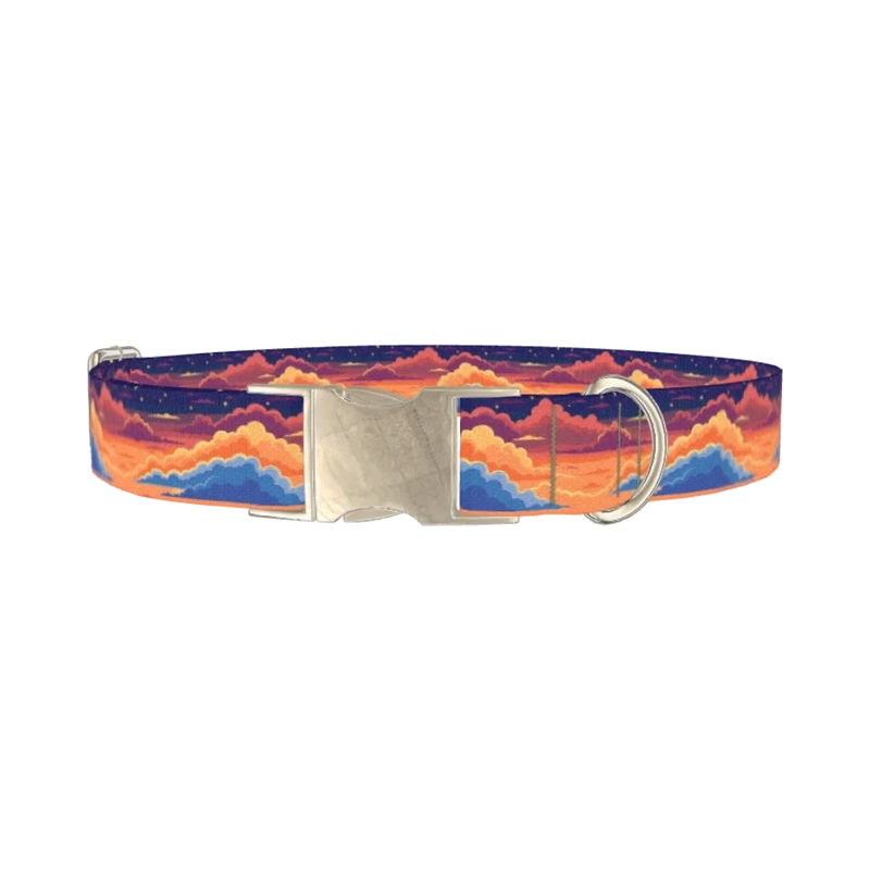 Sunset Cloud Dog Collar - metal silver