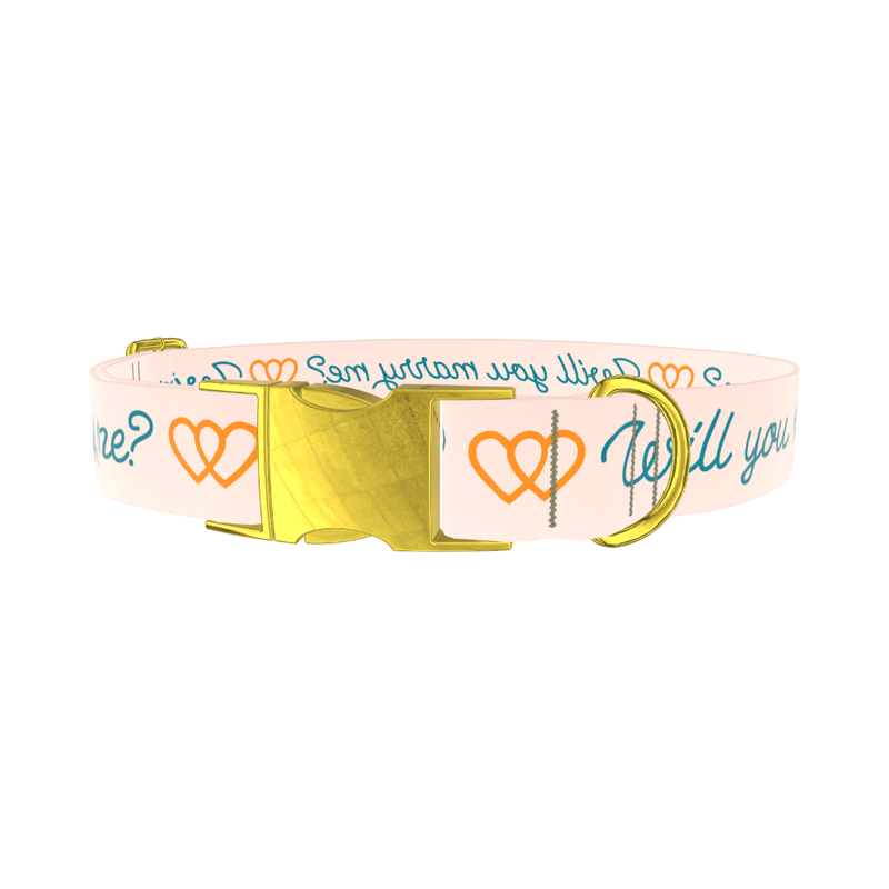 Phrase Heart Dog Collar - metal rose gold