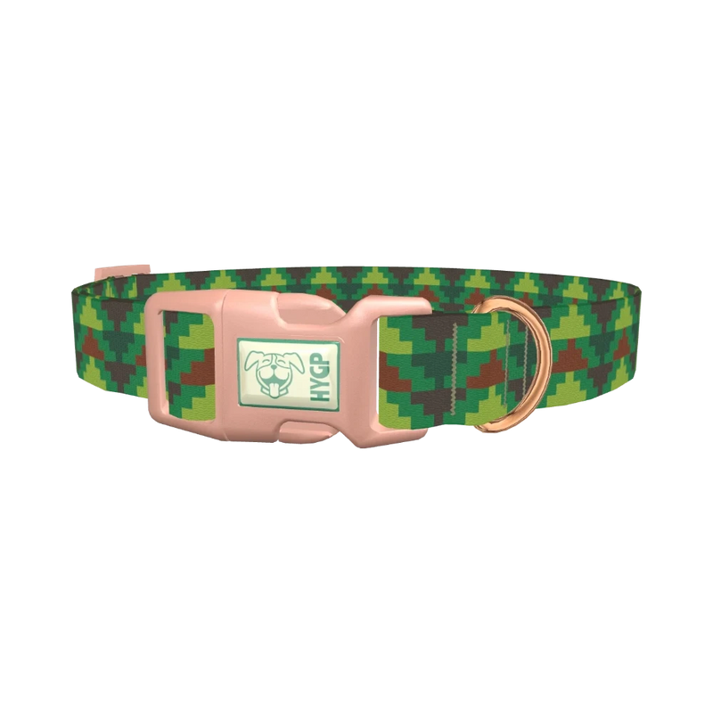 Green Pyramid Pattern Dog Collar - plastic rose gold