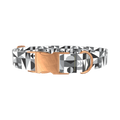 Geometric Black and White Dog Collar - metal rose gold