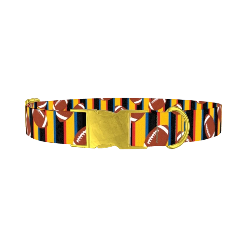 Red Football Trophy Dog Collar - metal gold