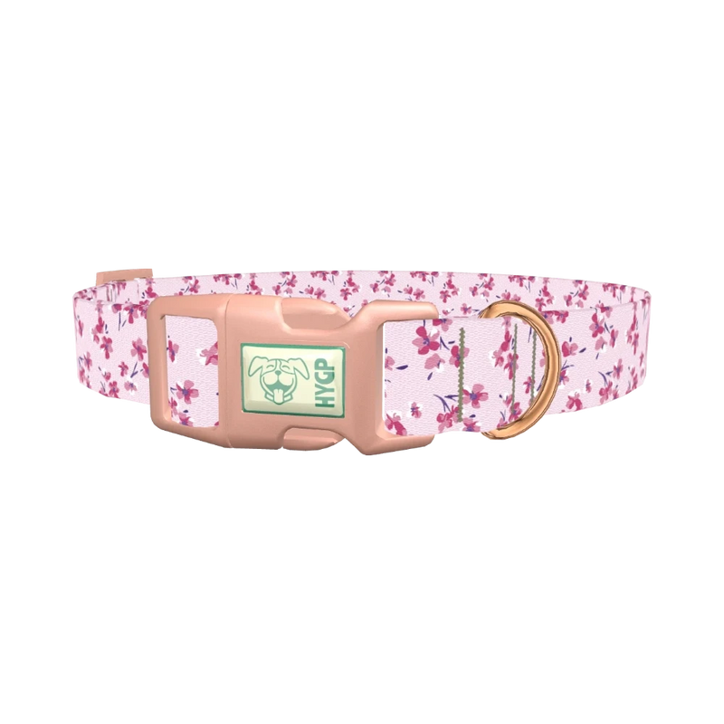Floral Cherry Blossom Dog Collar - plastic rose gold