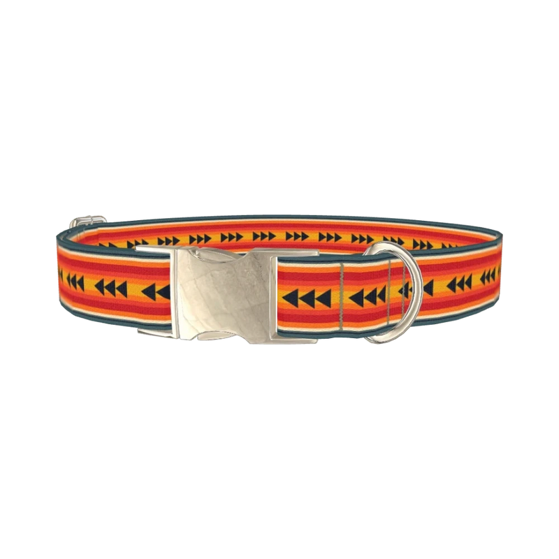 Retro Arrow Stripe Dog Collar - metal silver