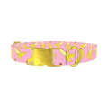 Pink Banana Pattern Dog Collar - metal gold