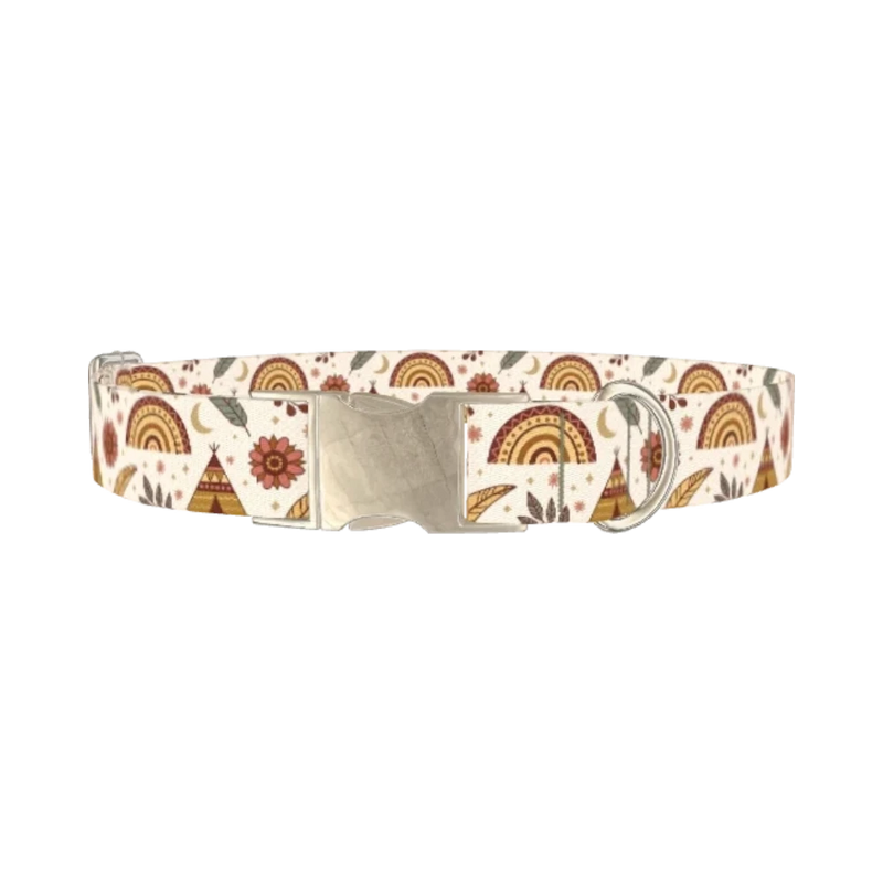 Bohemian Rainbow Dog Collar - metal silver