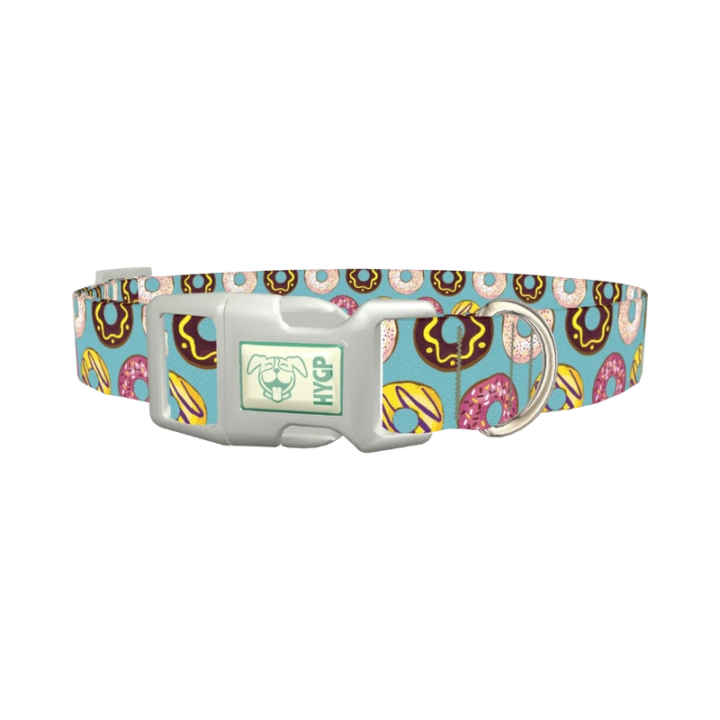 Blue Donut Delight Dog Collar - plastic silver