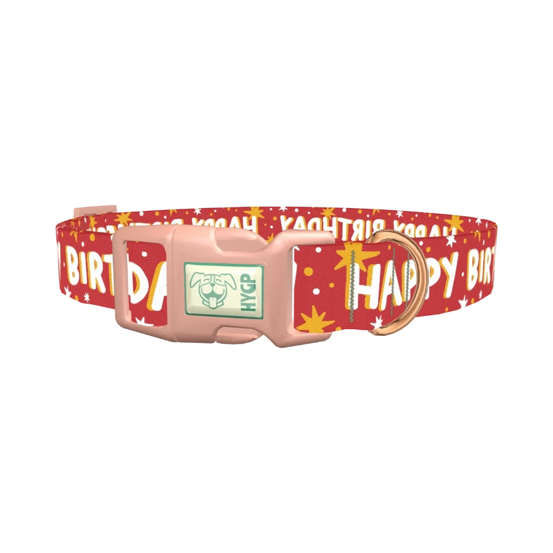 Starry Birthday Dog Collar - plastic rose gold