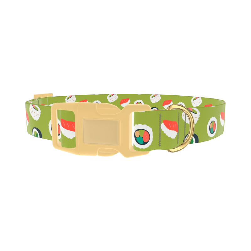 Sushi Pattern Dog Collar - plastic gold