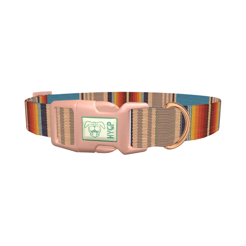 Striped Woven Dog Collar - plastic rose gold