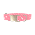 Pink Candy Cane Dog Collar - metal gold