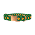 St. Patrick's Clover Coin Dog Collar - metal rose gold