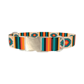 Tribal Geometric Stripes Dog Collar - metal silver
