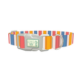 Yellow Pink Blue Striped Dog Collar - plastic silver