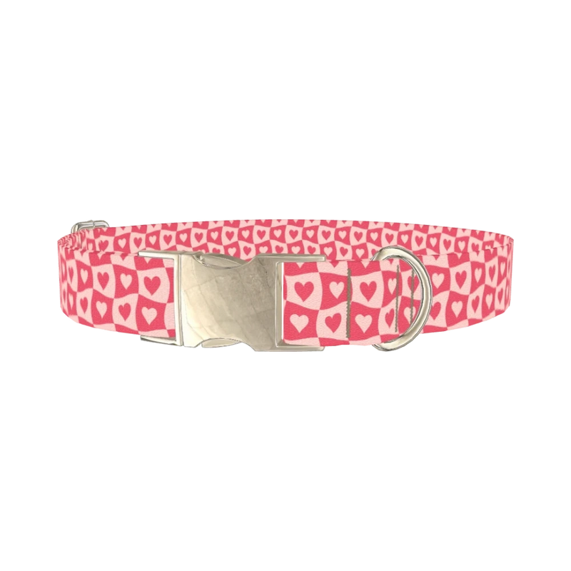 Groovy Heart Dog Collar - metal silver