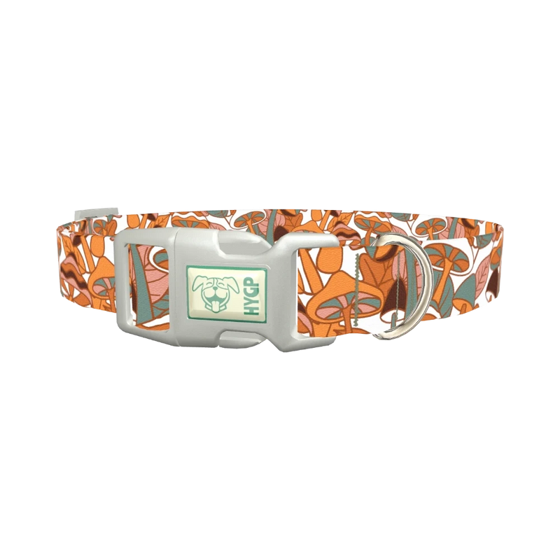 Forest Mushroom Dog Collar - plastic silver