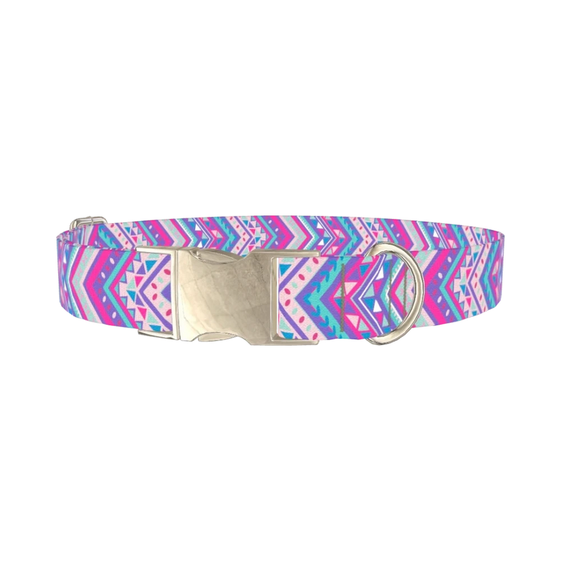 Tribal Chevron Dog Collar - metal silver