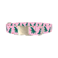Christmas Dino Dog Collar - metal silver