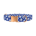 Blue Pansy Floral Dog Collar - metal rose gold