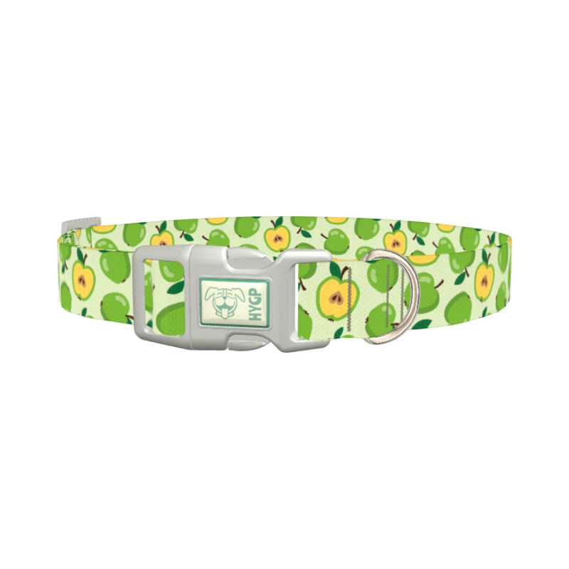 Green Apple Dog Collar - plastic silver