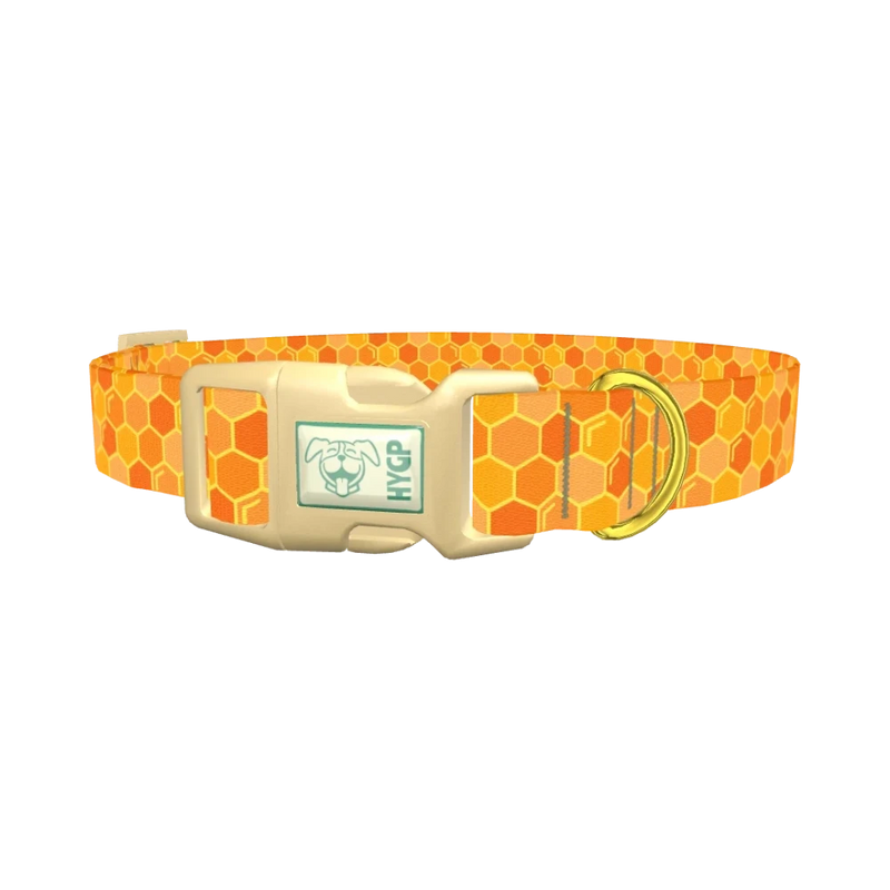 Geometric Honeycomb Dog Collar - plastic gold