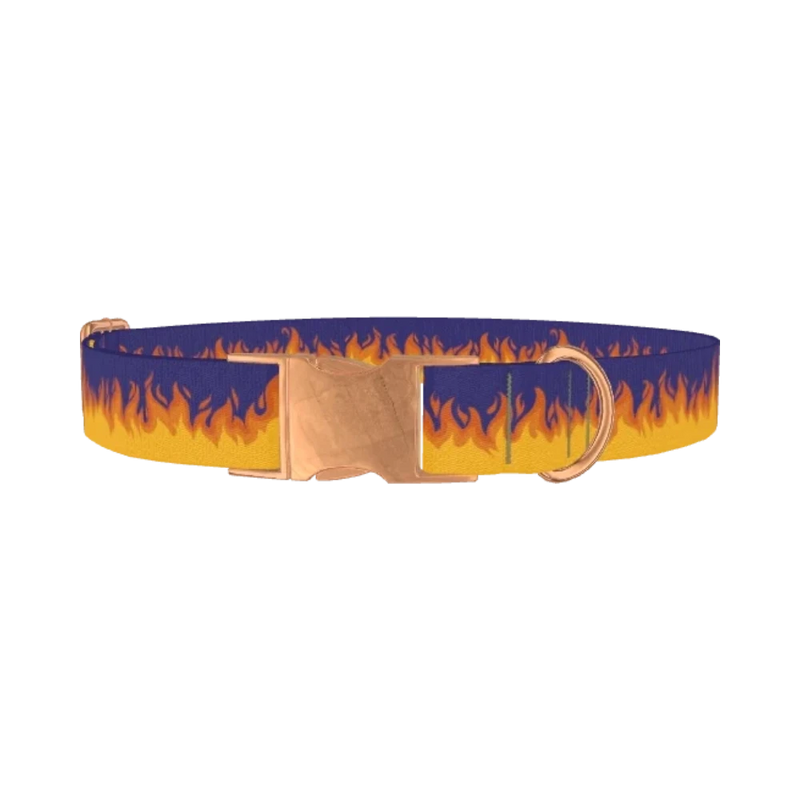 Flame Pattern Dog Collar - metal rose gold