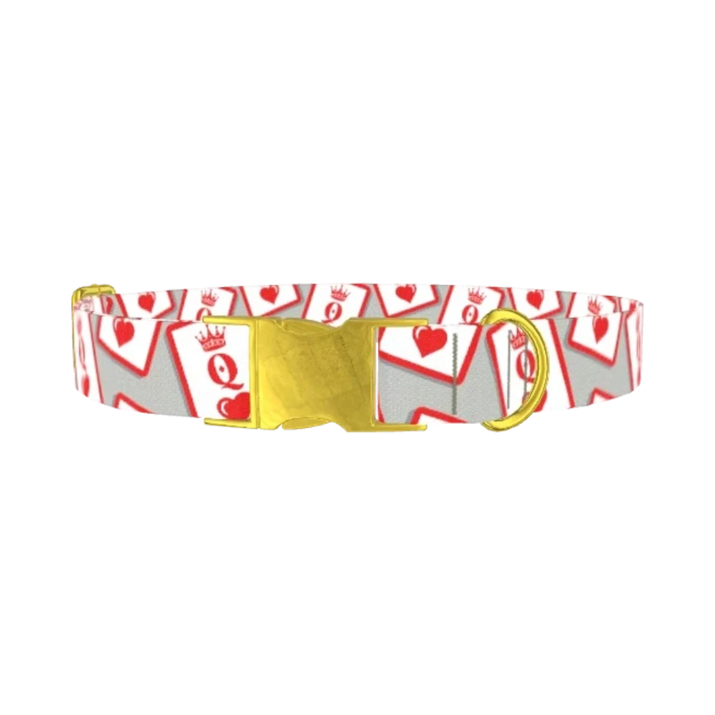 Queen of Hearts Dog Collar - metal gold