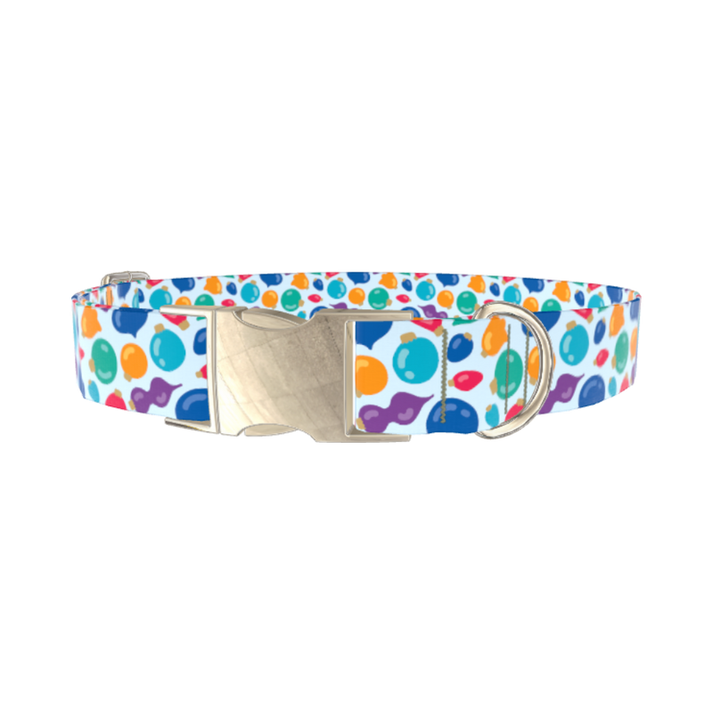 Christmas Ornaments Dog Collar - metal silver