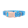 Blue Tie-Dye Swirl Dog Collar - plastic gold