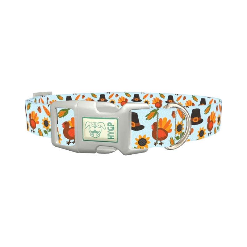 Thanksgiving Turkey Dog Collar - plastic silver