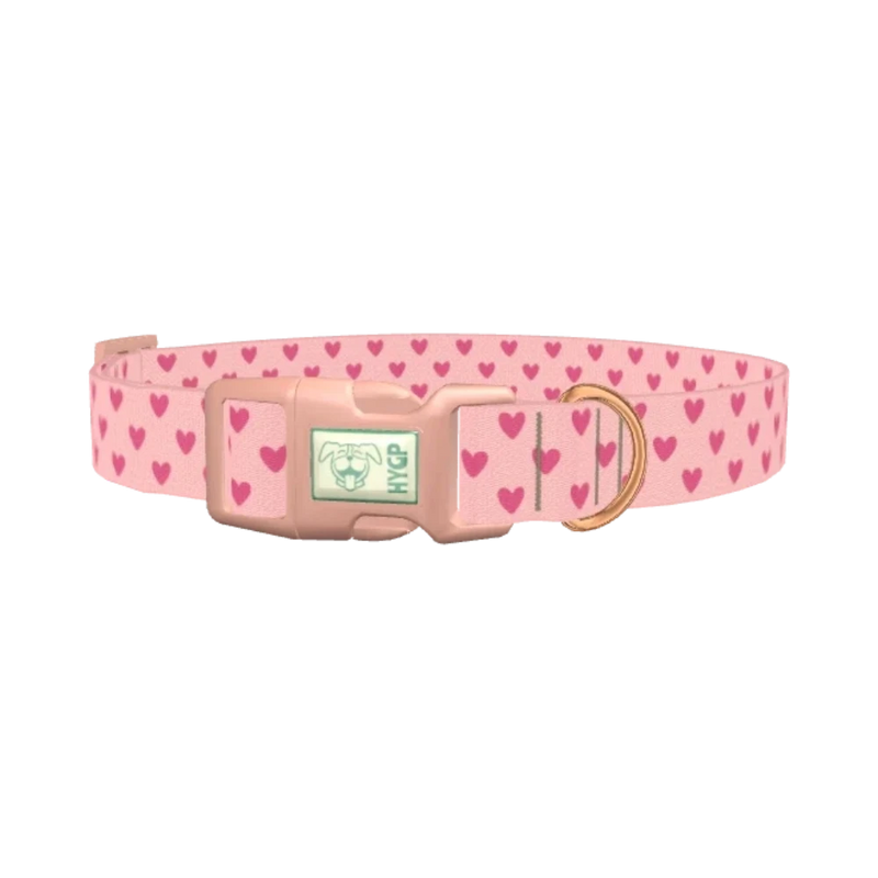 Pastel Pink Heart Dog Collar - plastic rose gold