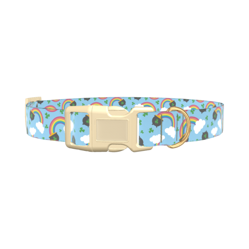 St. Patrick's Rainbow Dog Collar - plastic silver