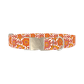 Orange Floral Burst Dog Collar - metal silver
