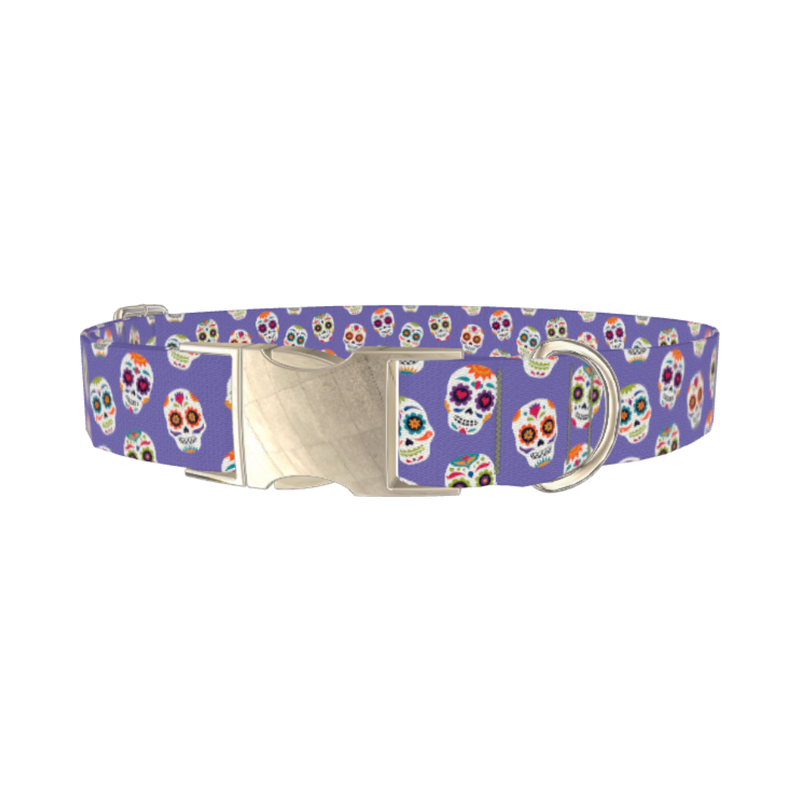 Calavera Skull Dog Collar - metal silver