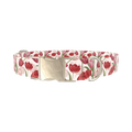 Red Pink Tulip Dog Collar - metal silver