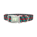 Rhombus Plaid Dog Collar - plastic silver