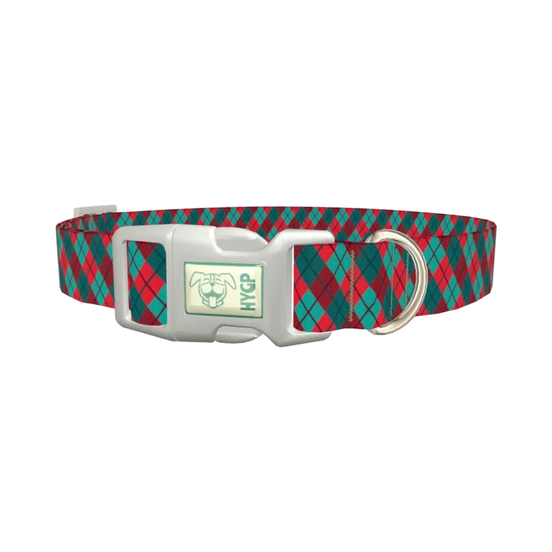 Rhombus Plaid Dog Collar - plastic silver