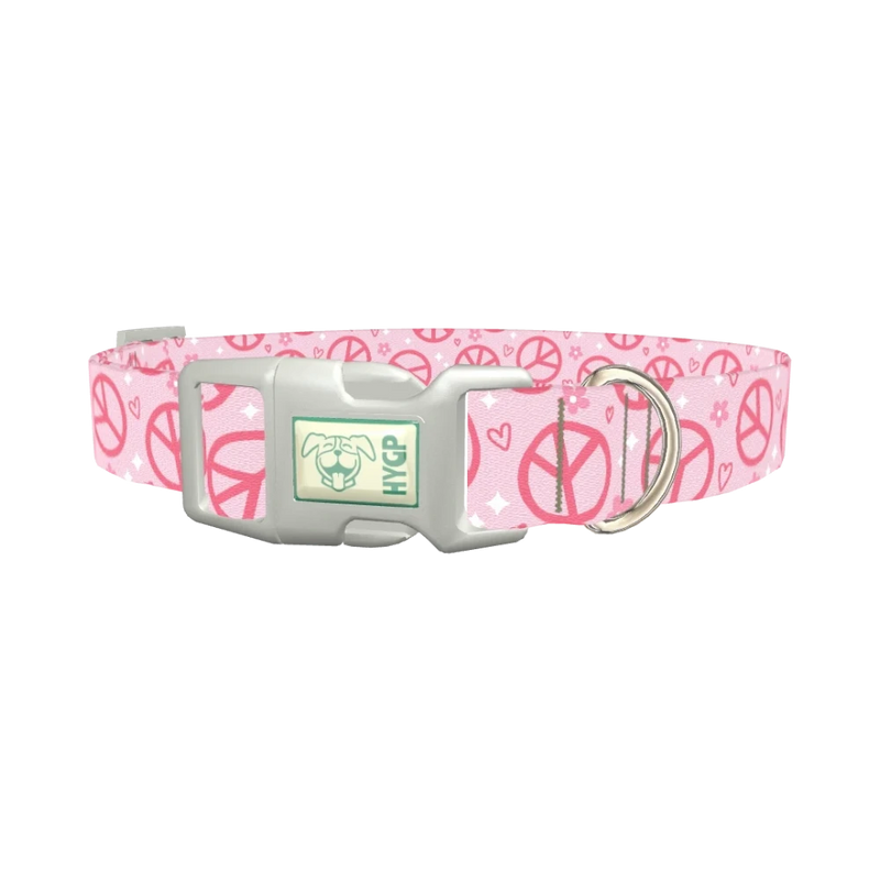 Peace Flower Dog Collar - plastic silver