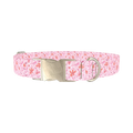 Floral Watercolor Dog Collar - metal silver